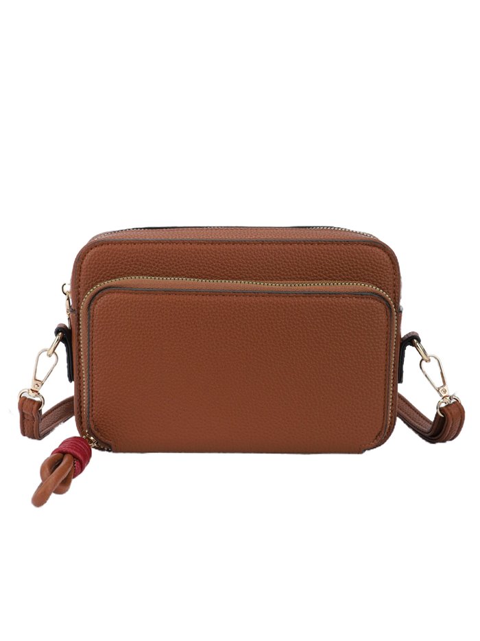 Crossbody bag with zip brown