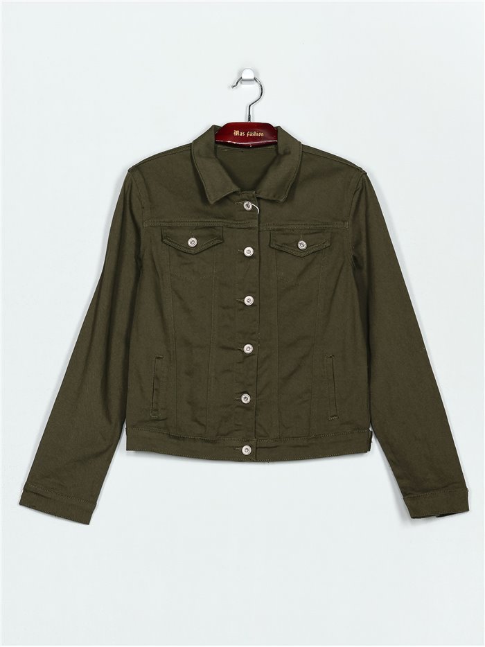 Basic denim jacket verde-militar (40-50)