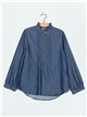 Pleated denim blouse azul (S-XXL)