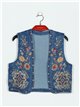 Embroidered denim waistcoat azul (S-M-L)