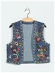 Embroidered denim waistcoat azul (S-M-L)