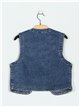 Embroidered denim waistcoat azul (S-M-L)