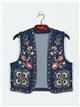 Embroidered denim waistcoat azul (S-M-L)