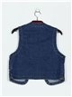 Embroidered denim waistcoat azul (S-M-L)