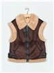 Sherpa lined faux suede waistcoat brown-apricot (S/M-L/XL)