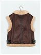 Sherpa lined faux suede waistcoat brown-apricot (S/M-L/XL)