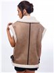 Sherpa lined faux suede waistcoat khaki-beige (S/M-L/XL)