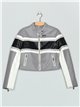 Striped faux leather jacket gray-white-black (S-M-L-XL)