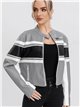 Striped faux leather jacket gray-white-black (S-M-L-XL)