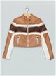 Striped faux leather camel-white-coffee jacket (S-M-L-XL)