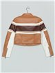 Striped faux leather camel-white-coffee jacket (S-M-L-XL)