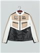 Faux leather racing jacket black-white-beige (S-M-L-XL)