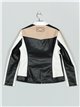 Faux leather racing jacket black-white-beige (S-M-L-XL)