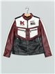 Faux leather racing jacket black-wine-white (S-M-L-XL)