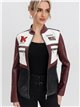 Faux leather racing jacket black-wine-white (S-M-L-XL)