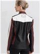 Faux leather racing jacket black-wine-white (S-M-L-XL)