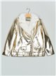 Metallic thread faux leather biker jacket golden (S/M-M/L)