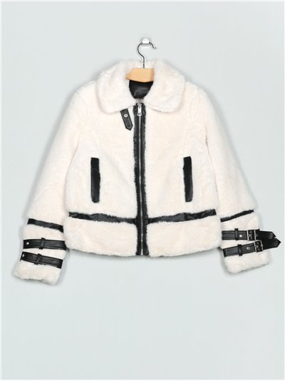 Faux fur contrast jacket beige (M-L-XL-XXL)