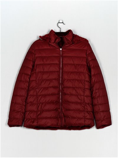 Reversible faux fur down puffer jacket bordeaux (M-XXL)