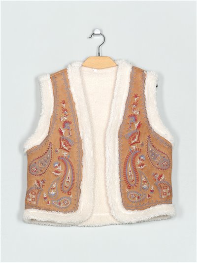 Embroidered faux suede waistcoat (S-M-L-XL)