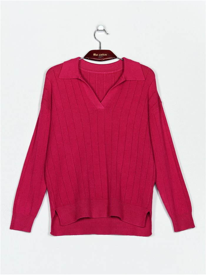 Collared ribbed sweater (M/L-L/XL)