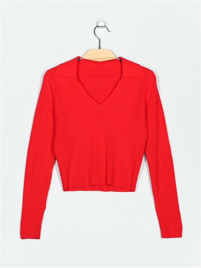 Collared ribbed sweater (M/L-L/XL)