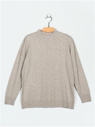 Soft sweater with rhinestone (M/L-L/XL)