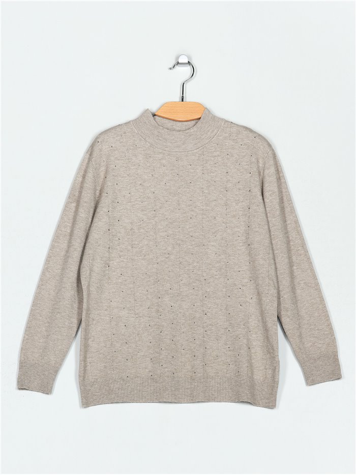 Soft sweater with rhinestone (M/L-L/XL)