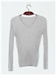 V-neck ribbed metallic thread sweater (M/L-L/XL)