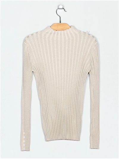 High neck ribbed metallic thread sweater (M/L-L/XL)