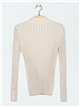 High neck ribbed metallic thread sweater (M/L-L/XL)