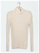 Roll neck ribbed metallic thread sweater (M/L-L/XL)