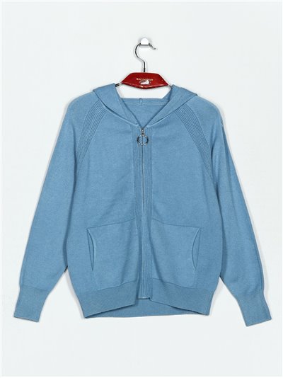 Knitted cardigan with hood (M/L-L/XL)