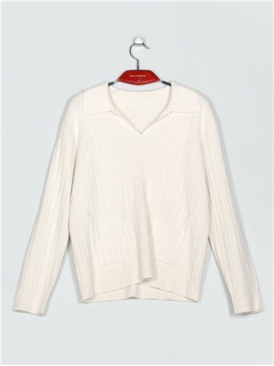 Collared ribbed sweater (M/L-L/XL)