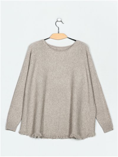 Plus size frayed edge sweater (M/L-L/XL)