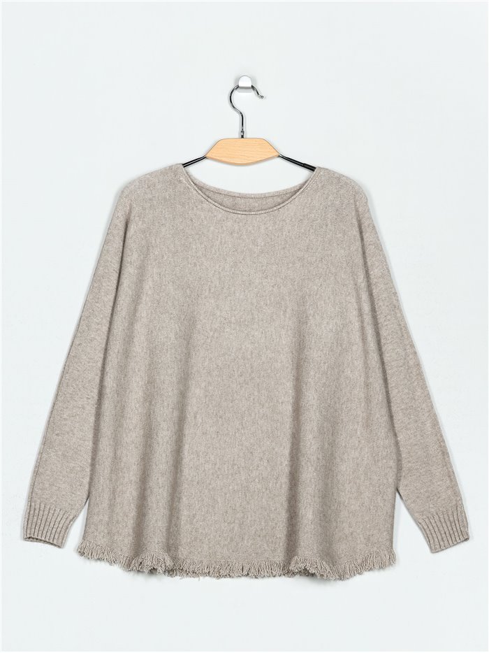 Plus size frayed edge sweater (M/L-L/XL)