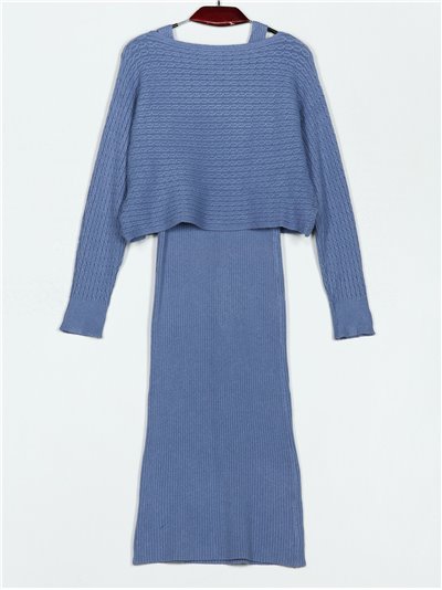 Co-Ord Textured cable-knit sweater + Ribbed knit dress (M/L-L/XL)