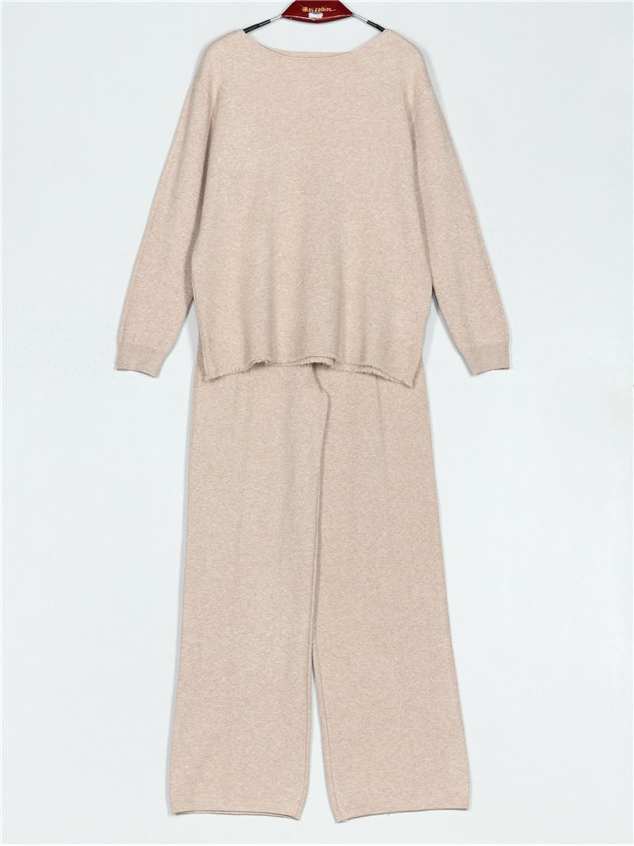 Co-Ord Frayed edge knit sweater + trousers (M/L-L/XL)