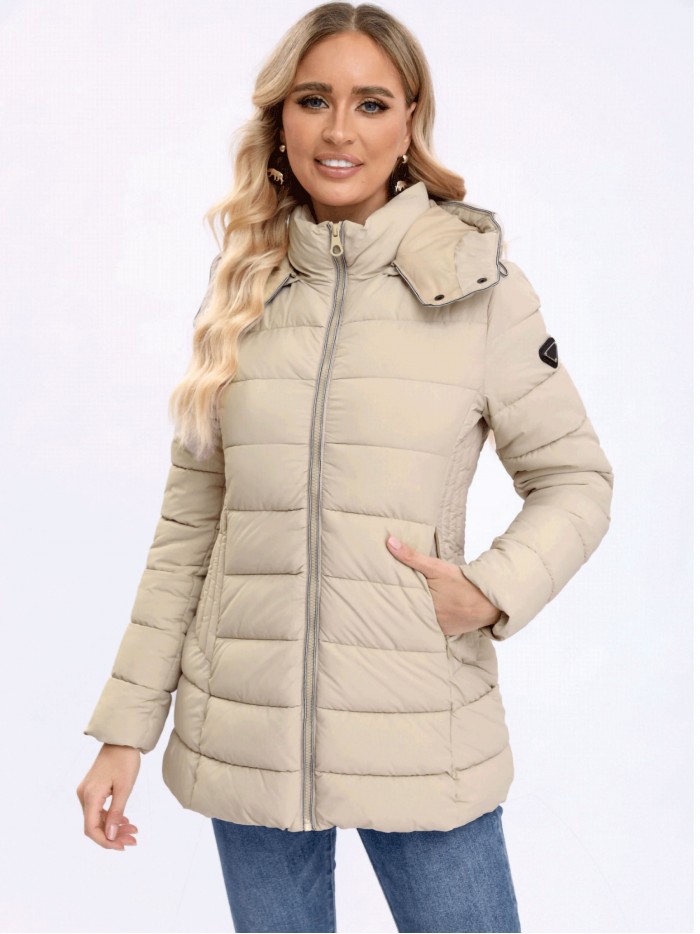 Chaqueta acolchada capucha beige (M-XXL)