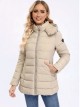 Quilted down puffer jacket with hood beige (M-XXL)