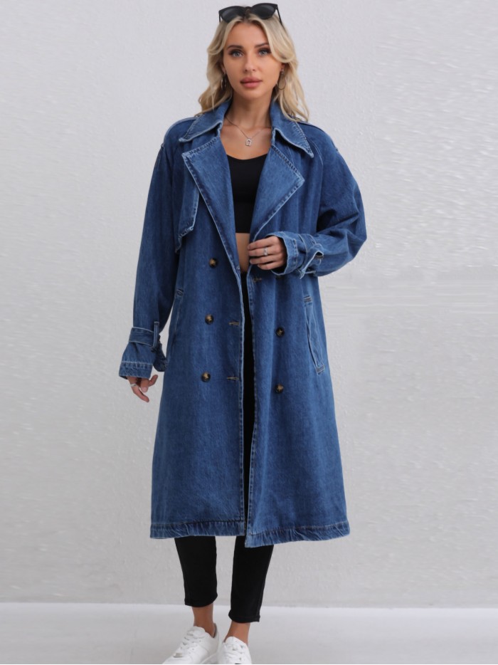 Buttoned denim trench coat azul (S-M-L)