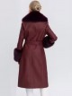 Faux leather coat with faux fur wine (M-L-XL-XXL)