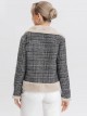 Houndstooth biker jacket with faux fur black-apricot (M-L-XL-XXL)