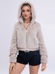 Chaqueta efecto piel pelo capucha apricot (M-L-XL-XXL)