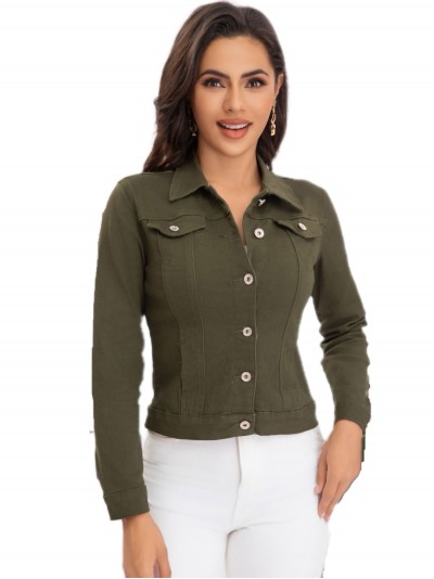 Cazadora denim básica verde-militar (S-XXL)