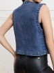 Embroidered denim waistcoat azul (S-M-L)