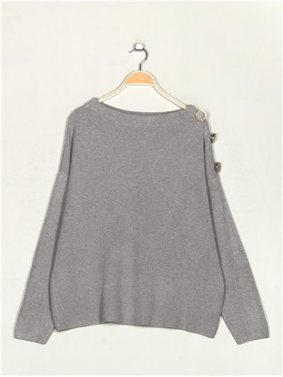 Oversized sweater with buttons gris