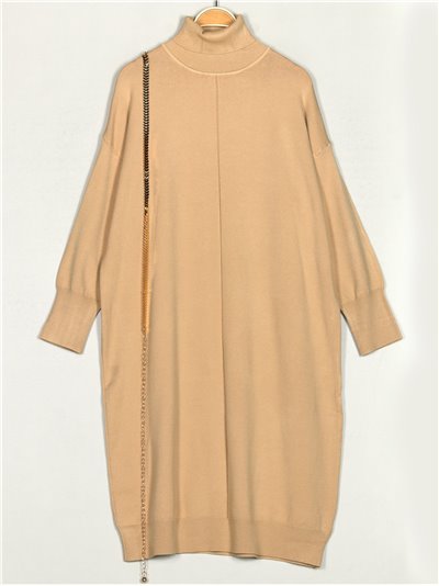 Oversized knit dress camel