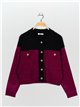 Contrast knit cardigan purpura-negro