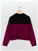 Contrast knit cardigan purpura-negro